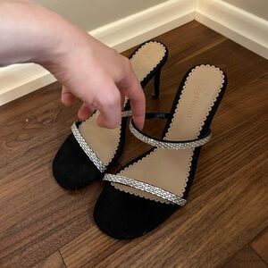 Suede Strappy Black Stiletto Heels